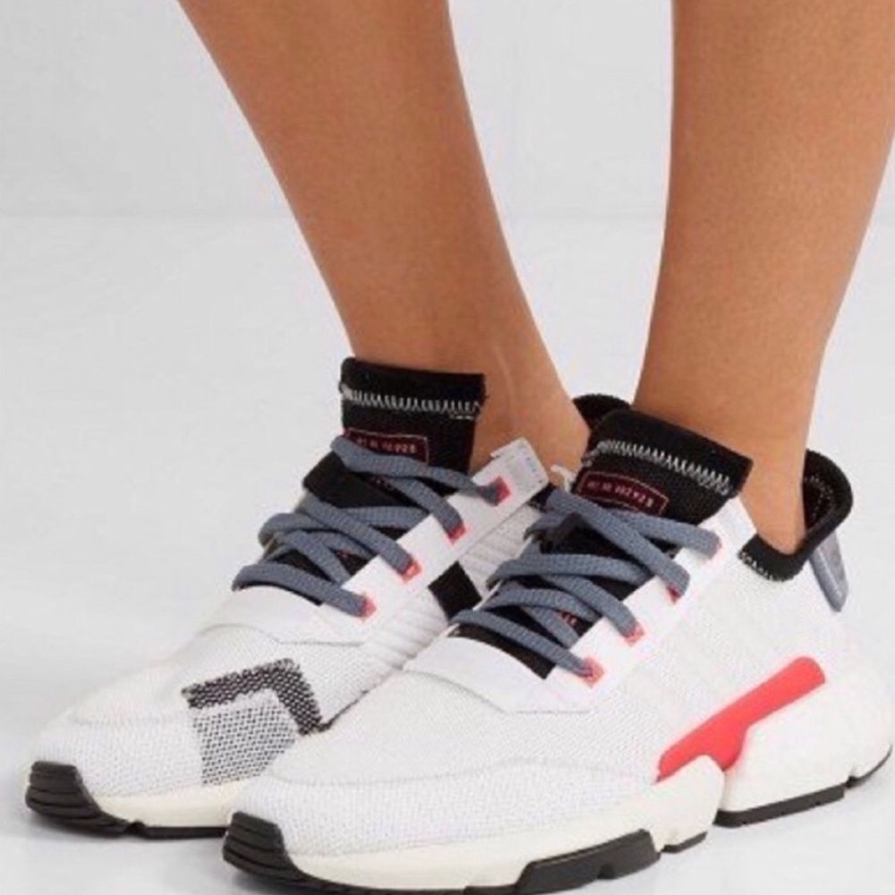 ADIDAS rubber-trimmed stretch-knit sneakers